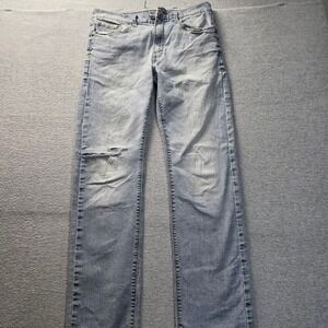 Denizen Levi's 232 Slim Straight Fit Light Wash Blue Distressed Jeans 32x34
